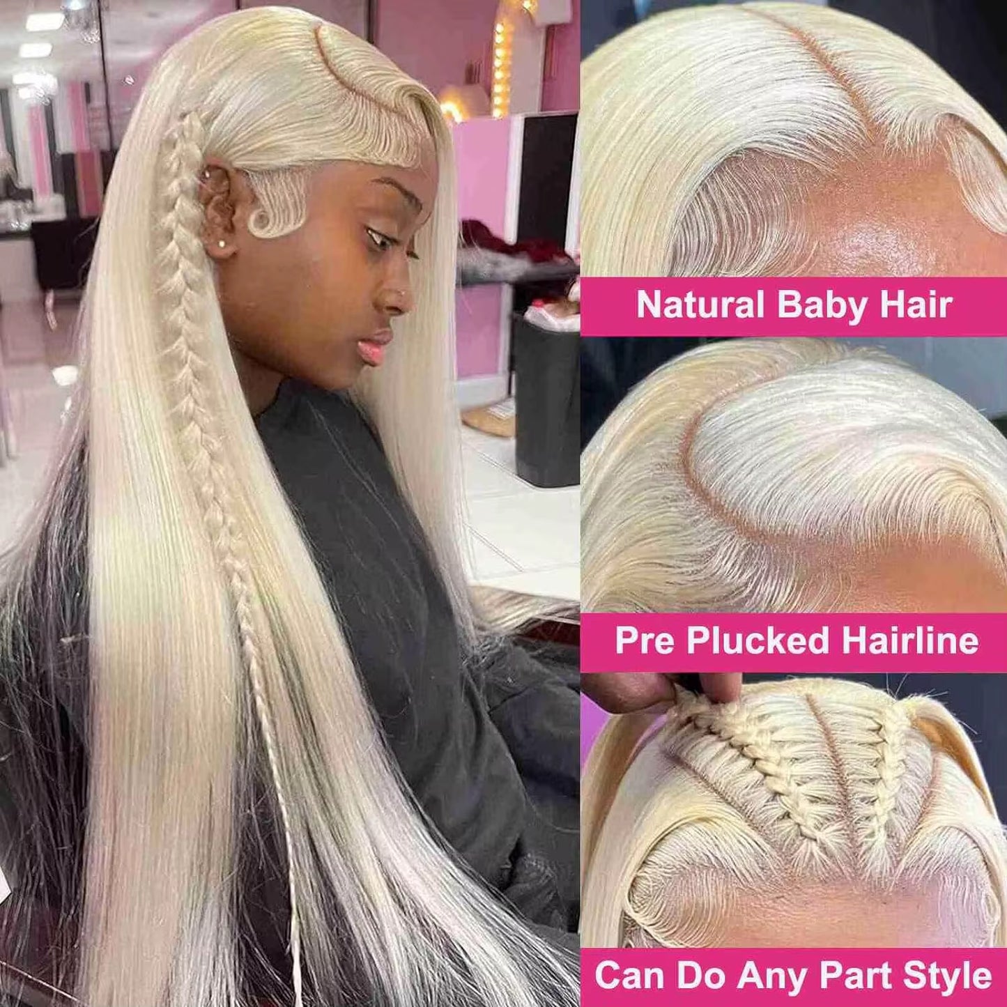 613 Lace Front Wig Human Hair 13X6 Blonde Straight HD Transparent Lace Frontal Wigs Human Hair Pre Plucked with Baby Hair 200% Density