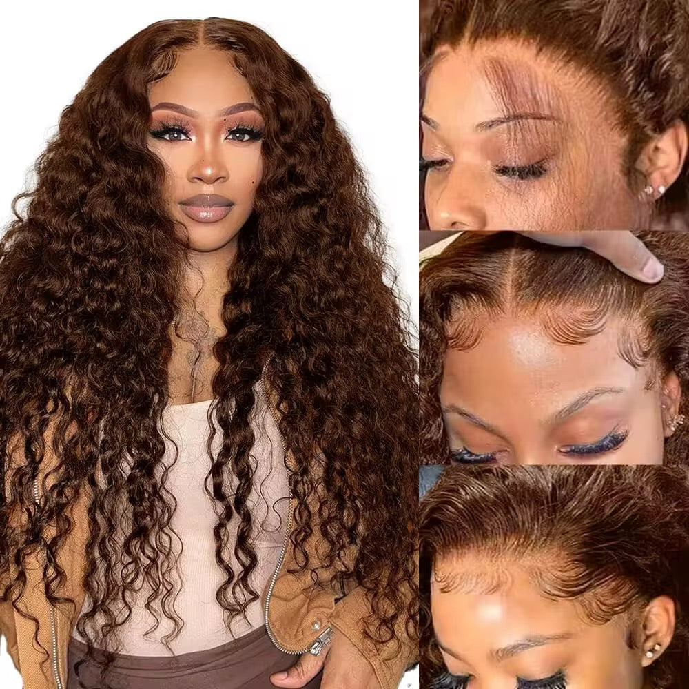 13x4 Deep Wave HD Transparent Lace Frontal Wig Human Hair 250% Density