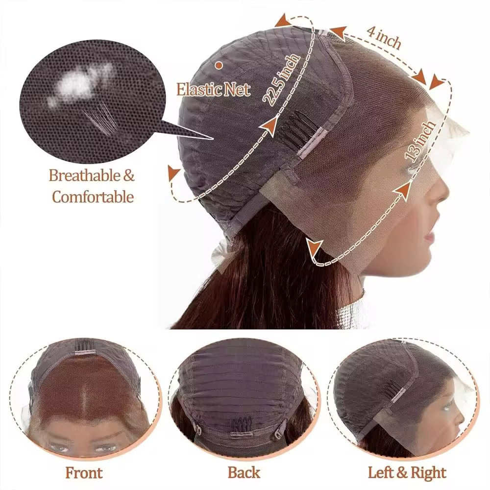13x4 Deep Wave HD Transparent Lace Frontal Wig Human Hair 250% Density