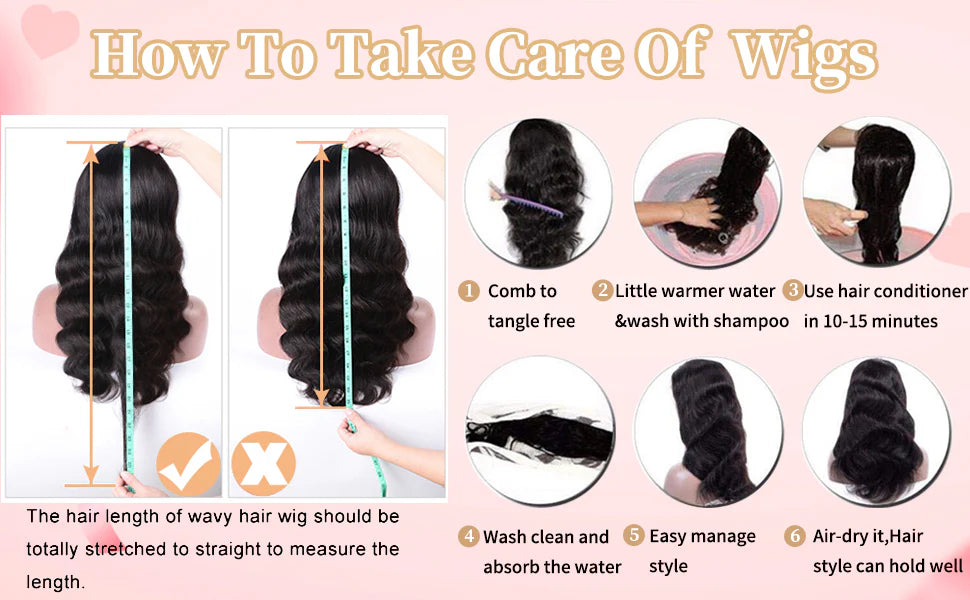 13x4 Pink Body Wave Lace Front Wig Human Hair 180% Density
