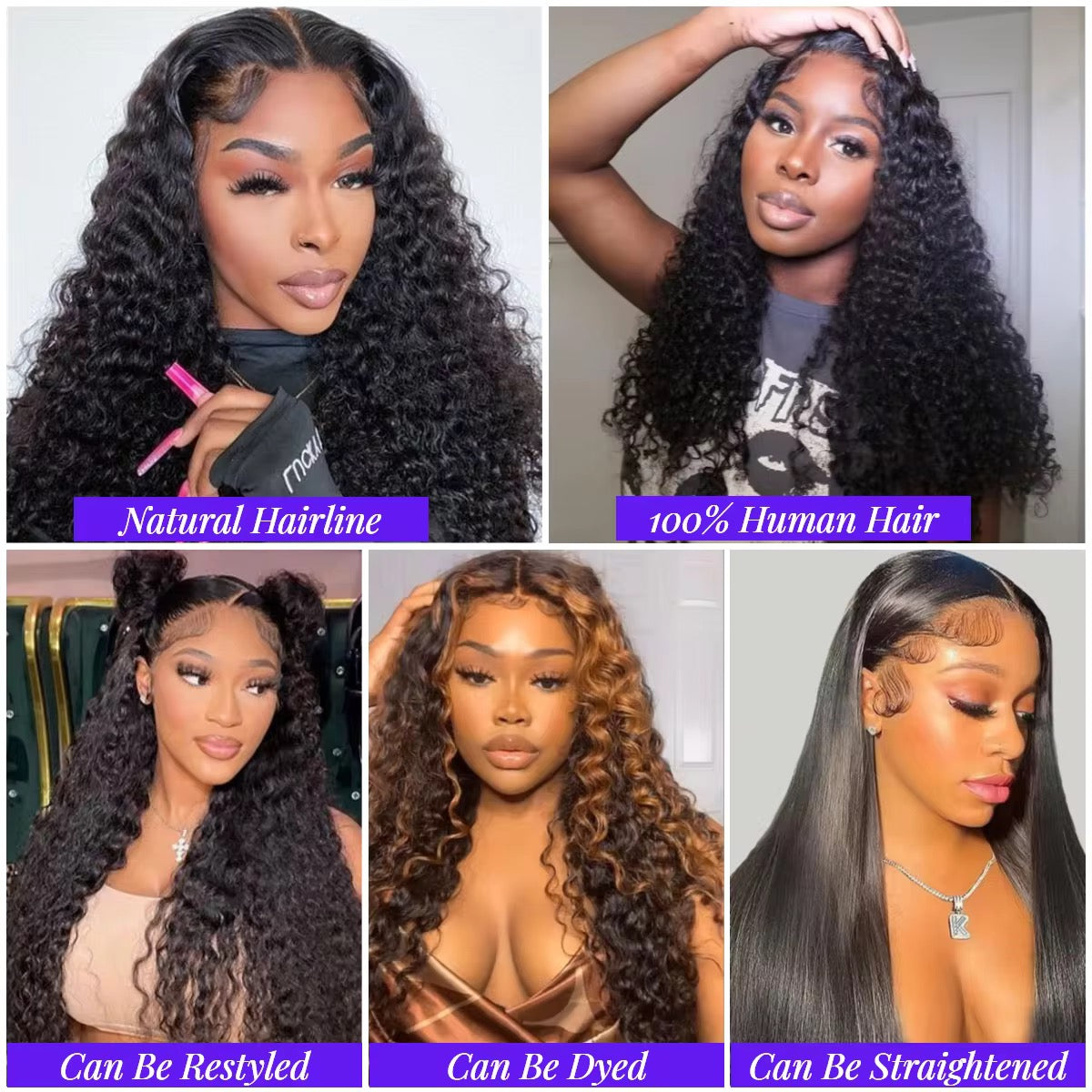 13x6 Deep Wave Lace Front Wigs Human Hair Pre Plucked 200% Density