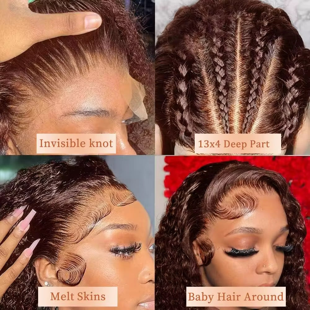 13x4 Deep Wave HD Transparent Lace Frontal Wig Human Hair 250% Density