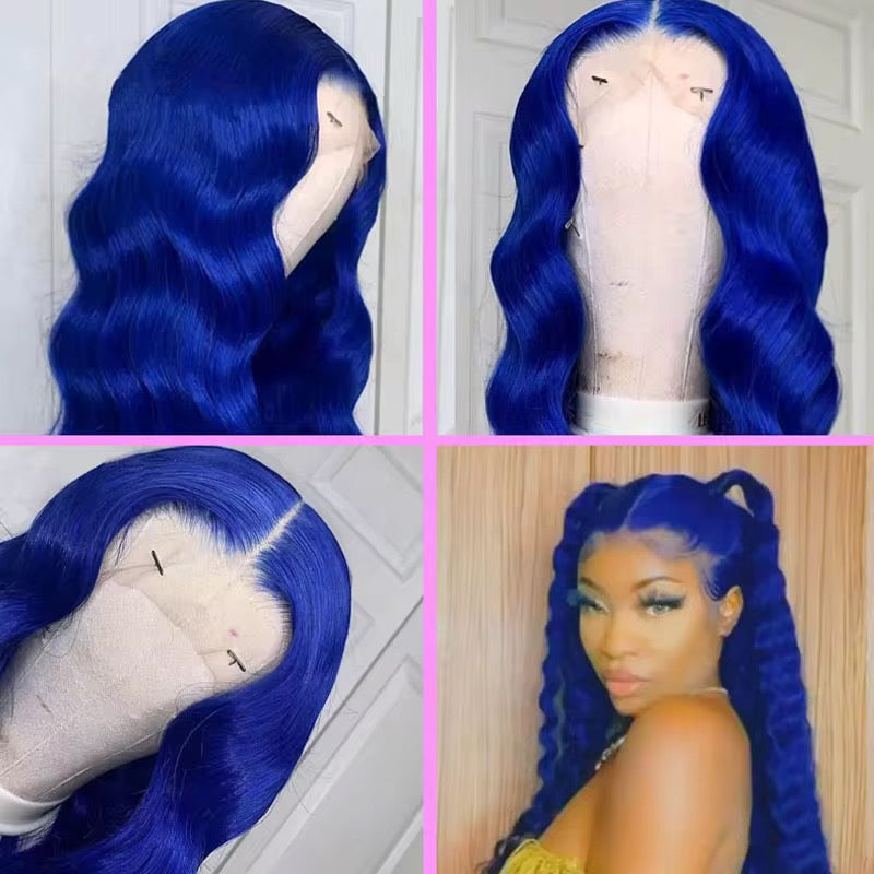 13x4 Dark Blue Body Wave
Lace Front Human Hair Wig 200% Density