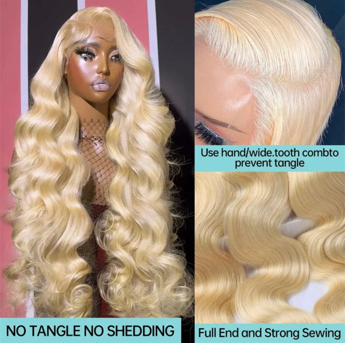 13x4 Raw 613 Blonde Color HD Transparent Human Hair 210% Density
