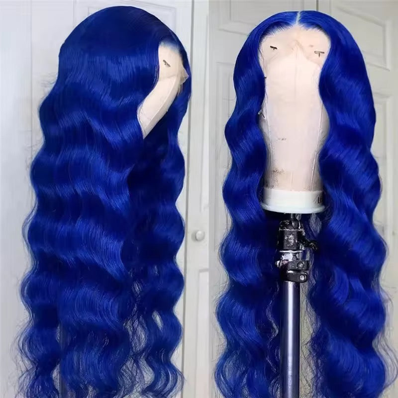 13x4 Dark Blue Body Wave
Lace Front Human Hair Wig 200% Density
