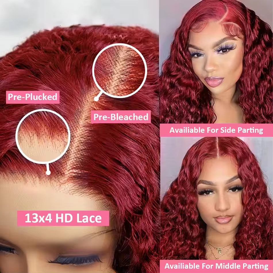 13x4 Pink Body Wave Lace Front Wig Human Hair 180% Density