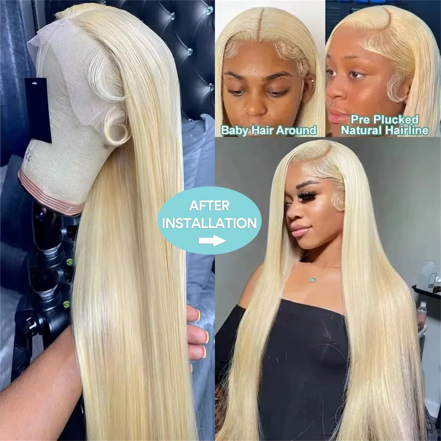 613 Lace Front Wig Human Hair 13X6 Blonde Straight HD Transparent Lace Frontal Wigs Human Hair Pre Plucked with Baby Hair 200% Density
