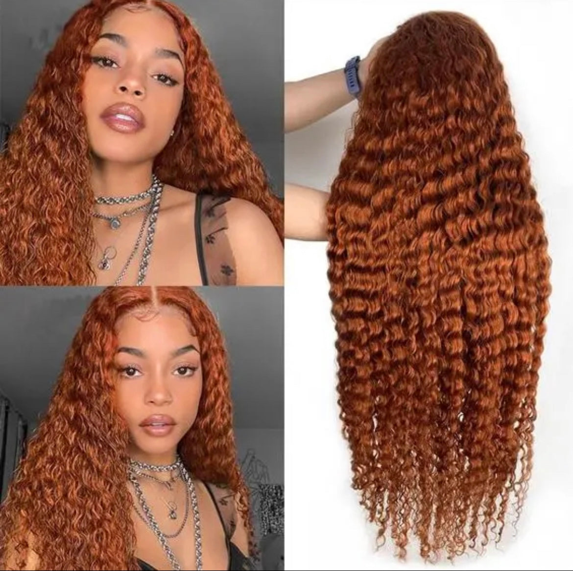 13x4 HD Orange Ginger Deep Wave Wig 180% Density Lace Front Human Hair