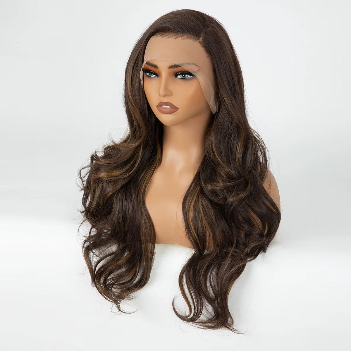 Chocolate Brown Body Wave Wig
13x4 • Free-Part • Glueless • Pre-Plucked • Synthetic Fiber