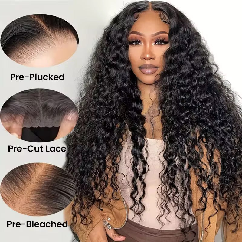 13x6 Deep Wave Lace Front Wigs Human Hair Pre Plucked 200% Density