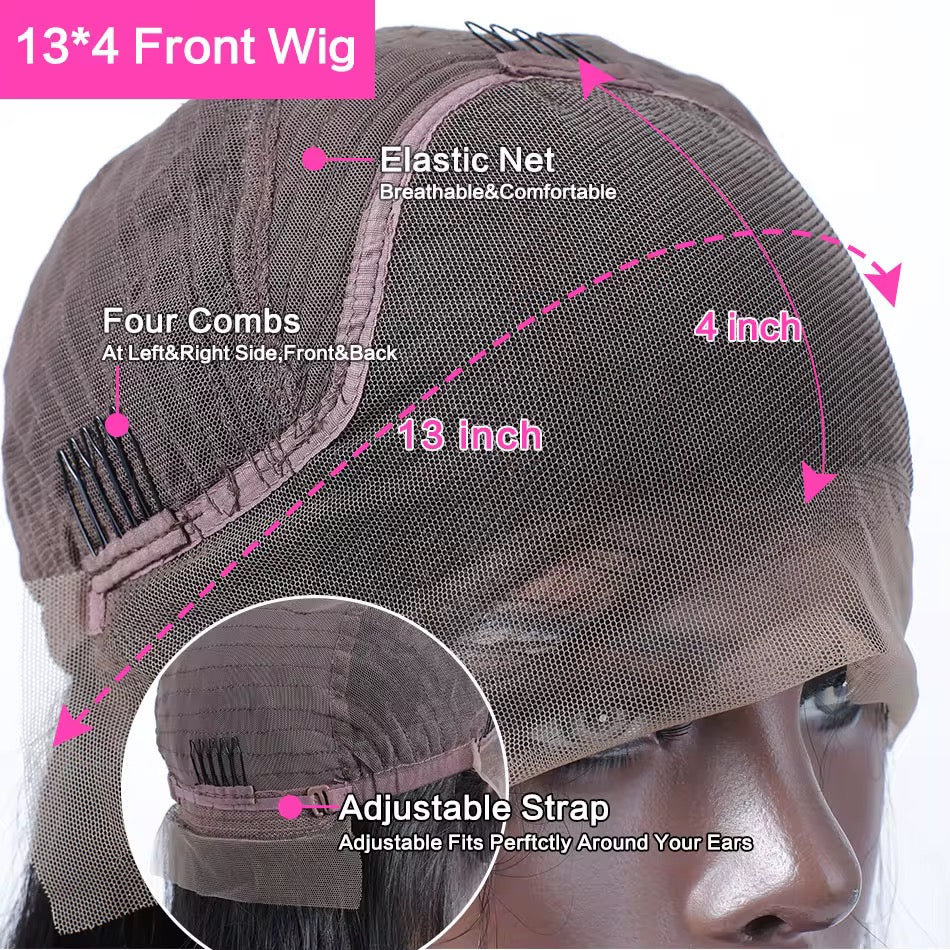 13x4 Dark Blue Body Wave
Lace Front Human Hair Wig 200% Density