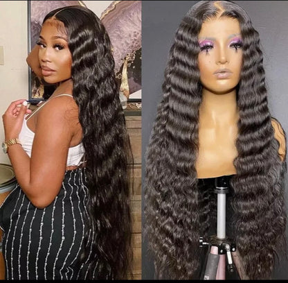 13x4 Human Hair Pre Plucked HD Frontal Lace Loose Deep Wave Wig