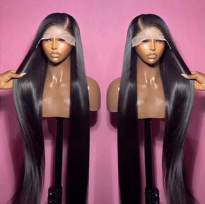 13x4 Raw Brazilian Straight HD Transparent Lace Front Human Hair Pre Plucked 180% Density With Baby Hair