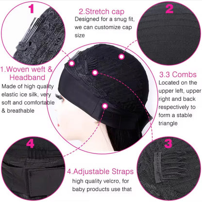 Kinky Curly Glueless Human Hair Headband Wig None Lace Front 180% Density Wear and Go Wig