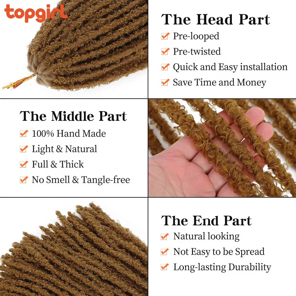 Ombre Natural Goddess Pre-Looped Faux Locs Crochet Braiding Hair for Woman Butterfly Locs Crochet Hair Extensions