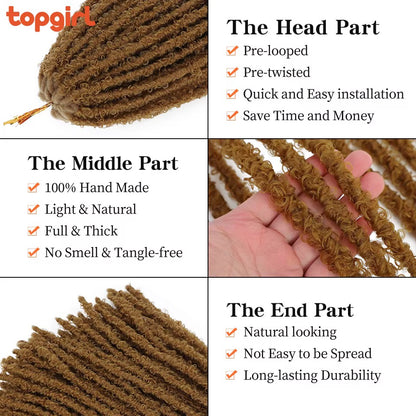 Ombre Natural Goddess Pre-Looped Faux Locs Crochet Braiding Hair for Woman Butterfly Locs Crochet Hair Extensions