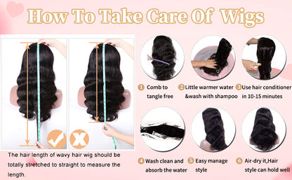 13x6 Brazilian HD Transparent Lace Frontal Human Hair Wig 210% density