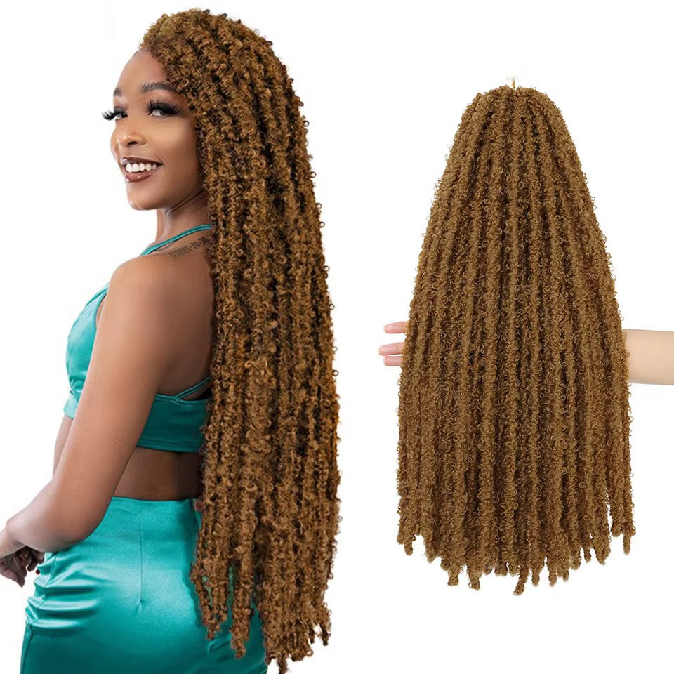 Ombre Natural Goddess Pre-Looped Faux Locs Crochet Braiding Hair for Woman Butterfly Locs Crochet Hair Extensions