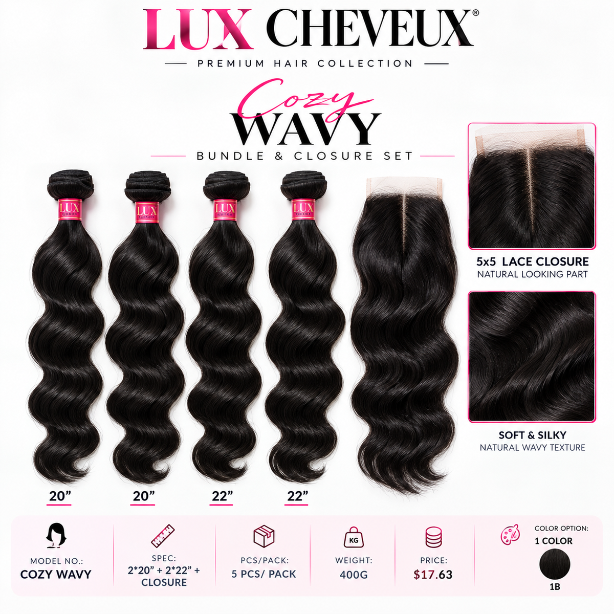Cozy Wavy Bundle & Closure Collection — Synthetic Hair (Vendor-C2)