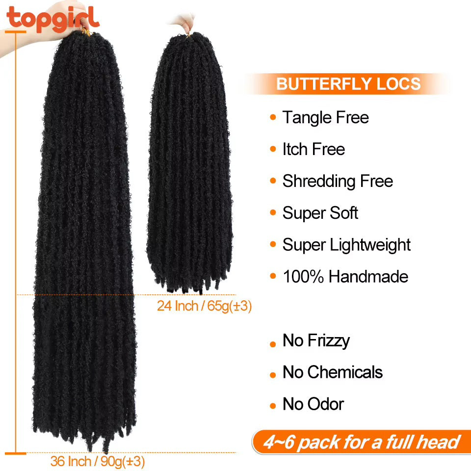 Ombre Natural Goddess Pre-Looped Faux Locs Crochet Braiding Hair for Woman Butterfly Locs Crochet Hair Extensions