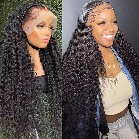 13x6 Deep Wave Lace Front Wigs Human Hair Pre Plucked 200% Density