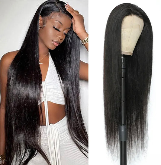 13x4 Raw Brazilian Straight HD Transparent Lace Front Human Hair Pre Plucked 180% Density With Baby Hair