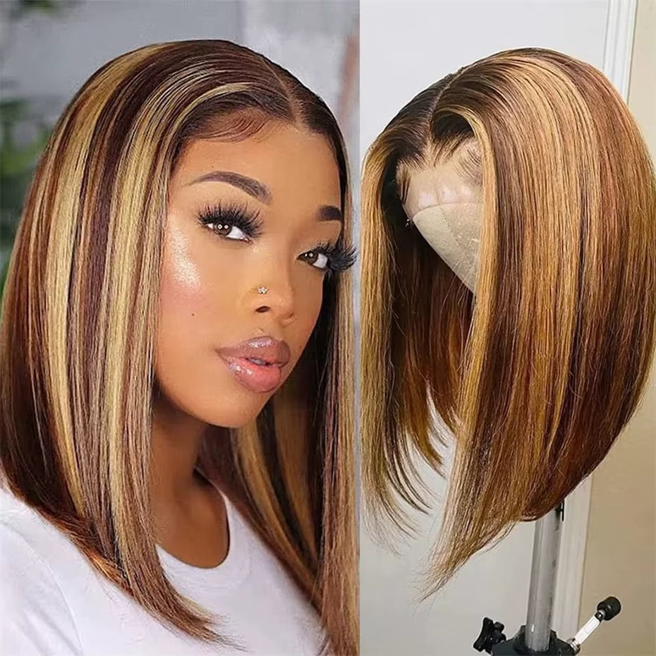 Short Bob Wig Swiss Lace Frontal Unprocessed Virgin Brazilian Human Hair Straight