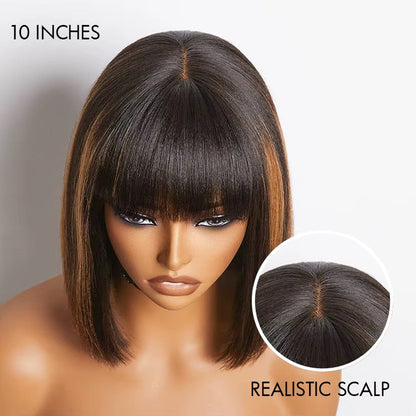 Short Bob Wig Swiss Lace Frontal Unprocessed Virgin Brazilian Human Hair Straight