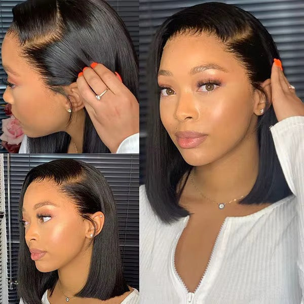 Short Bob Wig Swiss Lace Frontal Unprocessed Virgin Brazilian Human Hair Straight
