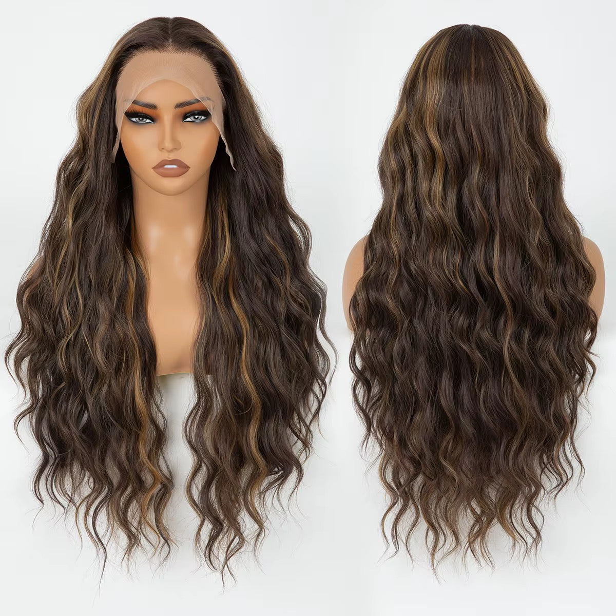 Mocha Highlight Wave Wig

13x4 • Free-Part • Glueless • Pre-Plucked • Synthetic Fiber