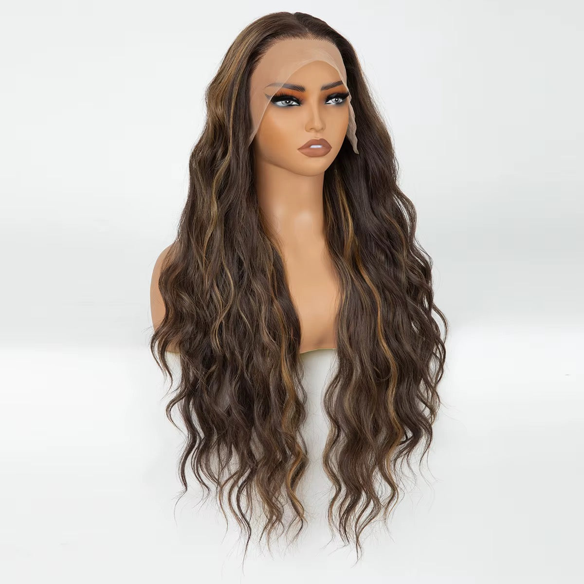 Mocha Highlight Wave Wig

13x4 • Free-Part • Glueless • Pre-Plucked • Synthetic Fiber