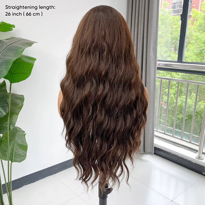 13x4 Synthetic Perruques Wig Transparent Lace Front Heat Resistant Pre Plucked Hairline (Vendor-A7)