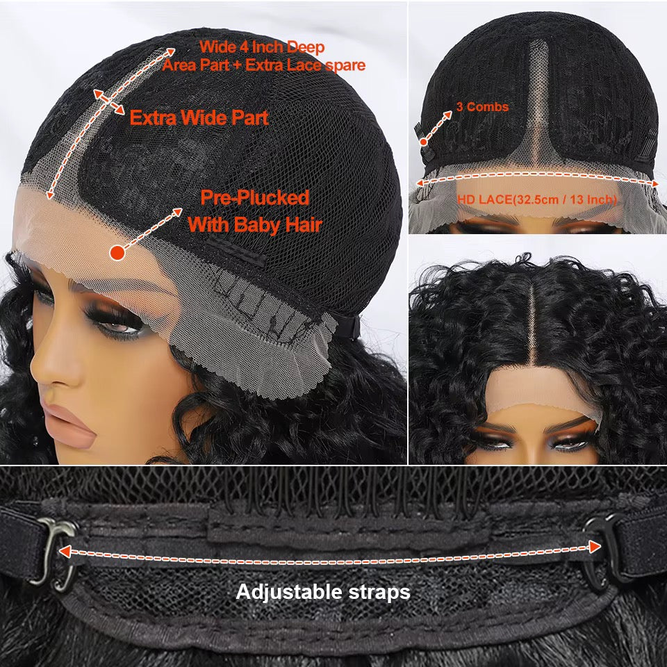 Short Afro Kinky Curly Synthetic HD Lace Front Wig