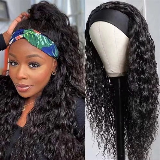 Water Wave Brazilian Virgin Hair Natural Human Hair Headband Wig