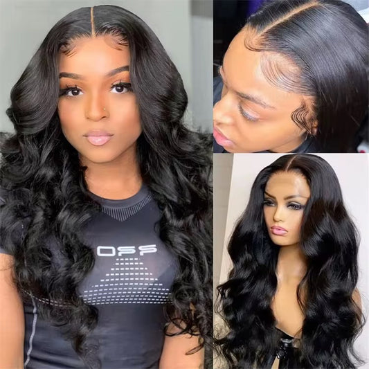 13x6 Body Wave HD Transparent Full Lace Frontal Wig Human Hair 200% Density