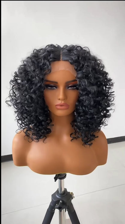 Short Afro Kinky Curly Synthetic HD Lace Front Wig