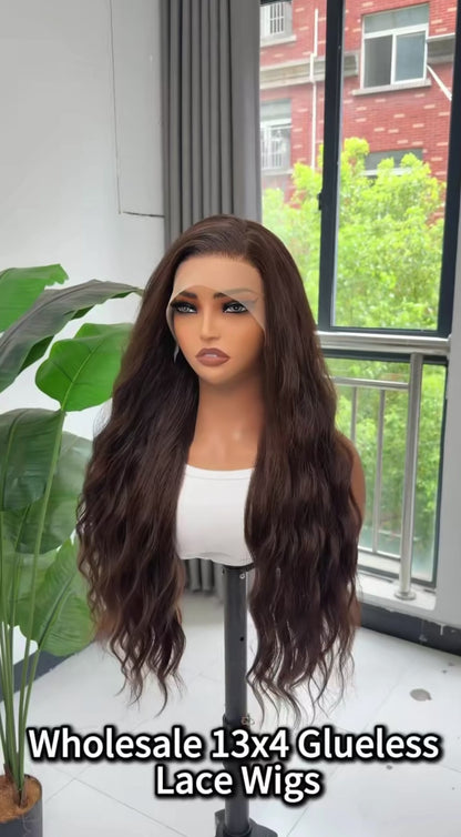 13x4 Synthetic Perruques Wig Transparent Lace Front Heat Resistant Pre Plucked Hairline (Vendor-A7)