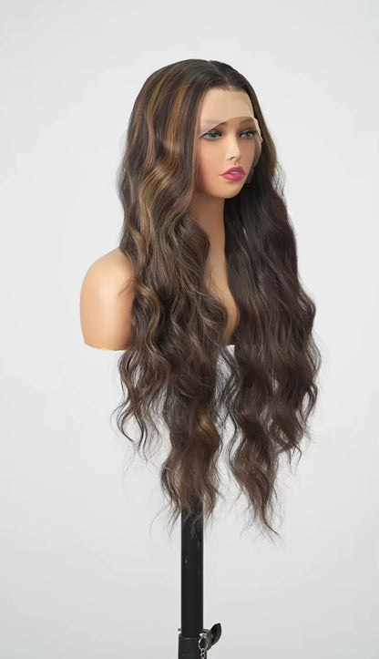 Mocha Highlight Wave Wig

13x4 • Free-Part • Glueless • Pre-Plucked • Synthetic Fiber